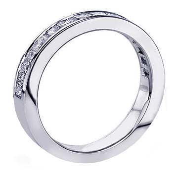 0.70 CT Princess Cut Diamond Wedding Band in White/Yellow/Rose Gold Channel Setting